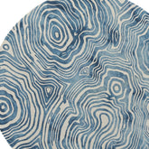 10' Ivory and Blue Round Geometric Hand Tufted Area Rug